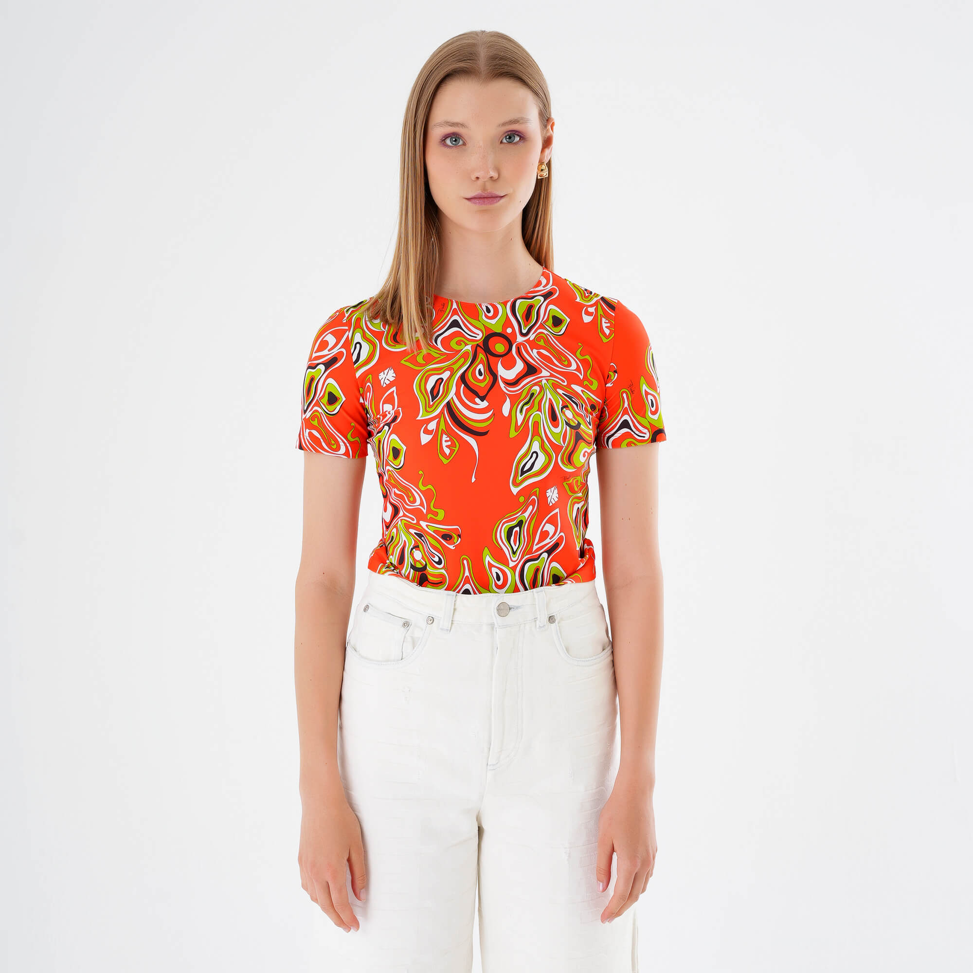 Emilio Pucci - Orange Africana Print Tshirt M